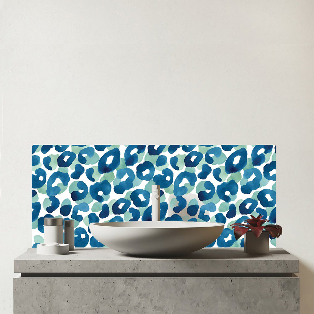 Warren Reed Designer Watercolour Leopard Print Glass Bathroom Splashback 25 x 60cm Image 1