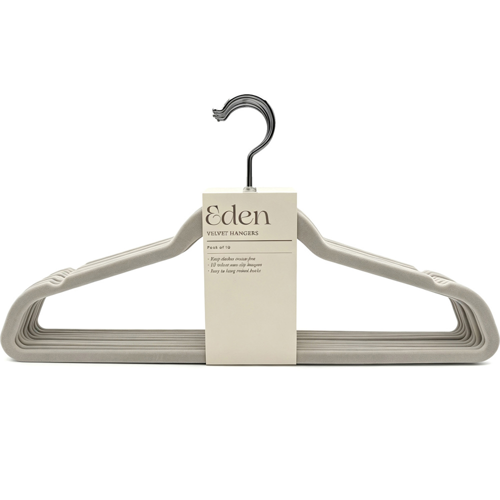 Pack of 10 Eden Velvet Hangers Greige Image 4