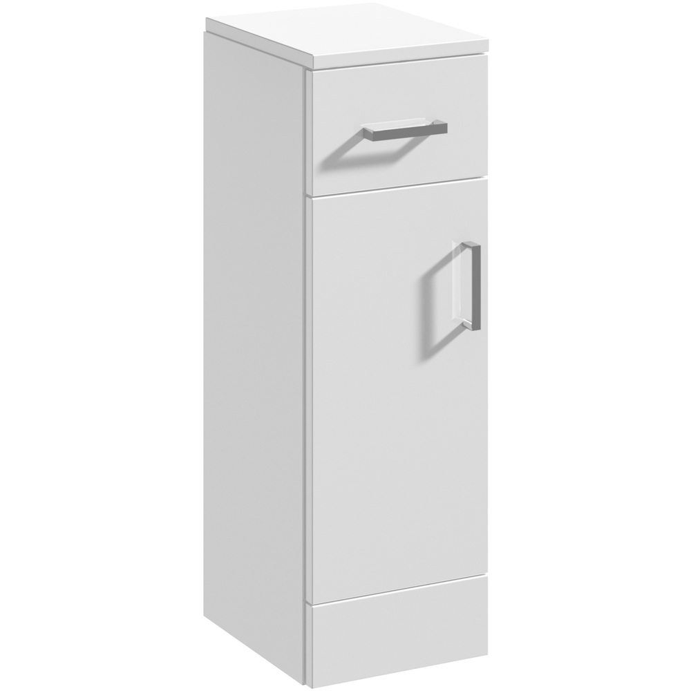 nuie Mayford Single Door Single Drawer Gloss White Slim Floor Standing Cupboard Image 2