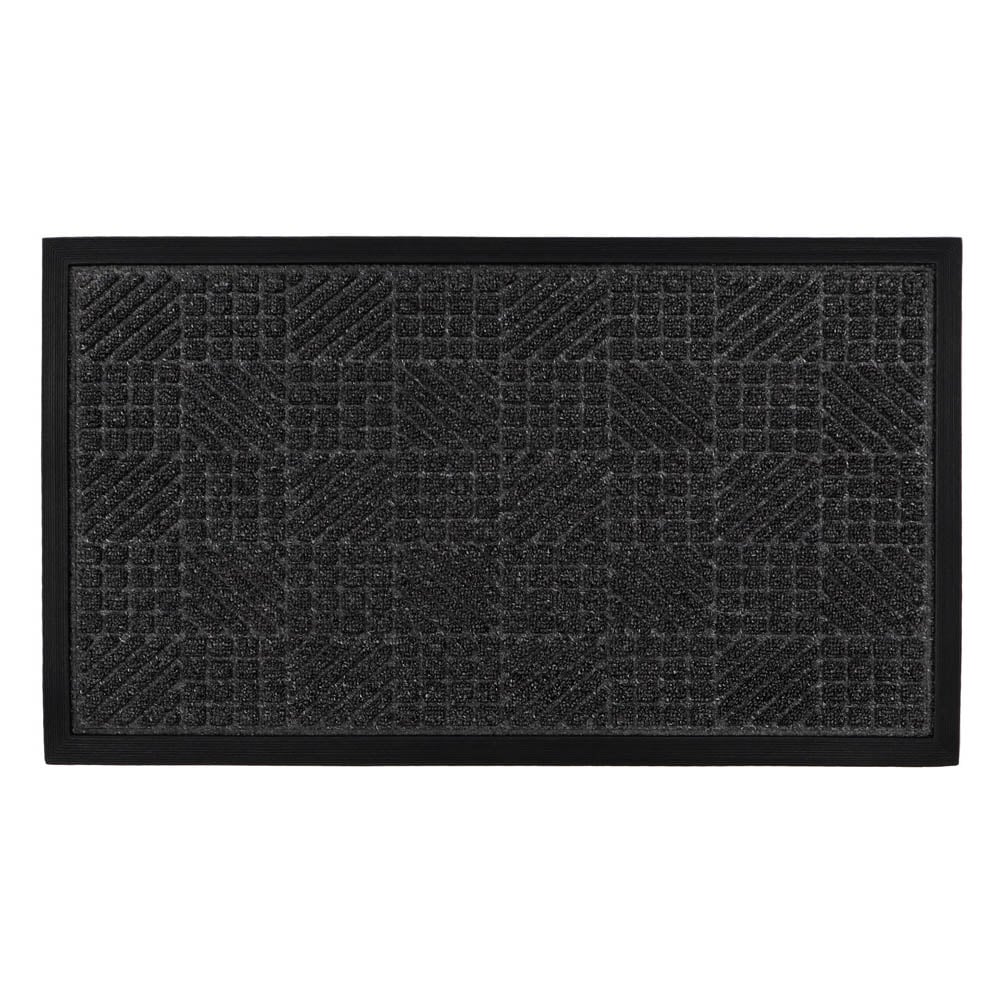 JVL Charcoal Firth Rubber Doormat 40 x 70cm Image 1