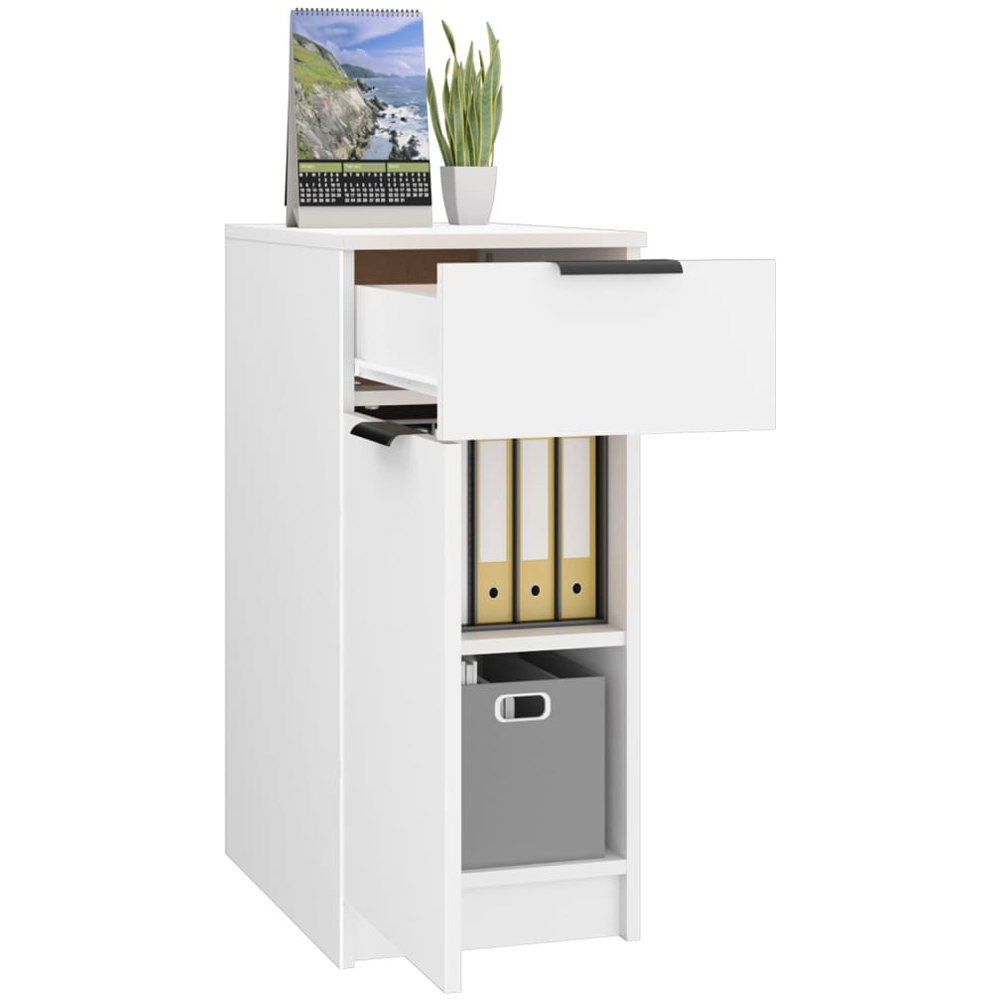 vidaXL Single Door Single Drawer White Desk Cabinet Image 4