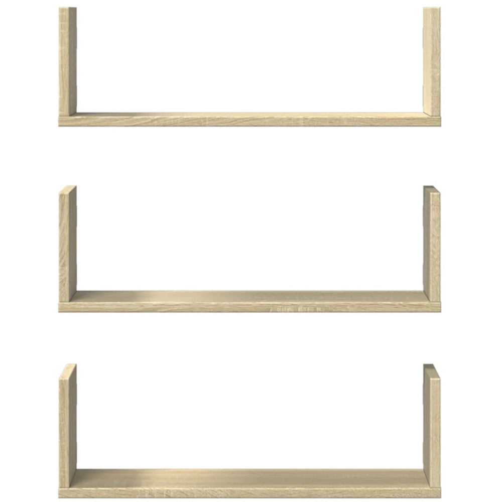 vidaXL 58 x 18 x 18cm Set of 3 Sonoma Oak Wall Shelf Image 3