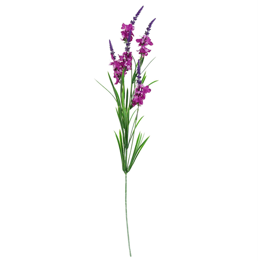 Leaf Pink Carnation and Larkspur Artificial Flower Bundle with Glass Vase 80cm 12 Pack Image 3
