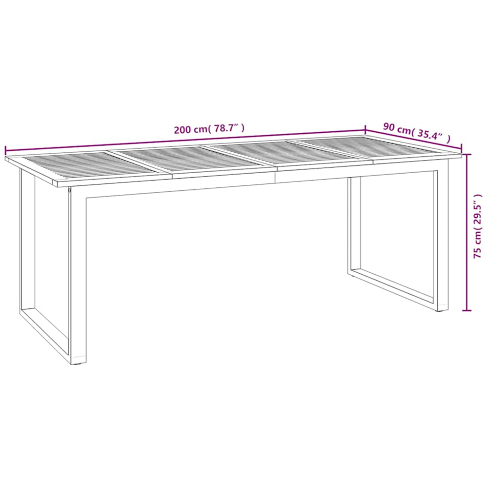 vidaXL Brown and Grey Solid Wood Acacia Garden Table 200cm Image 8