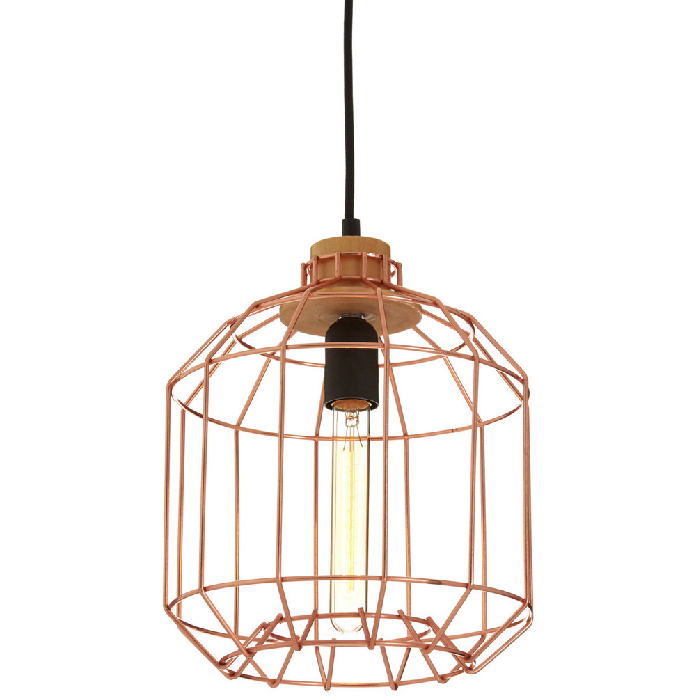 Premier Housewares Copper Metal Wire Pendant Light Image 3