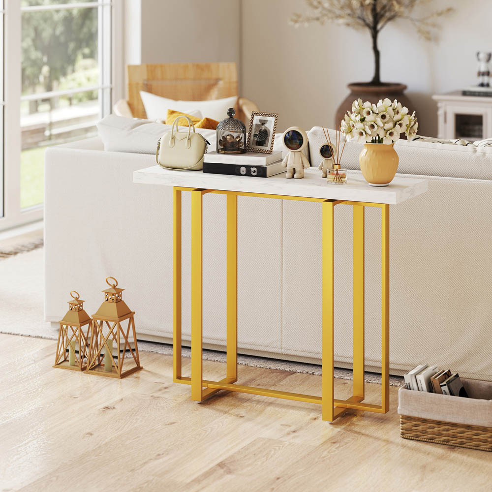Portland White Modern Slim Long Accent Sofa Side Table  Image 4