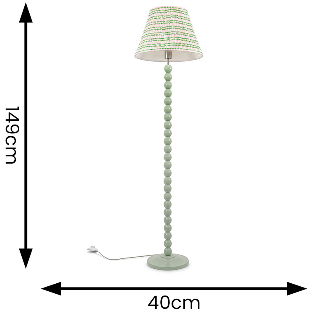 ValueLights Bobbins Pink Aztec Pleated Shade Sage Green LED Floor Lamp Image 6