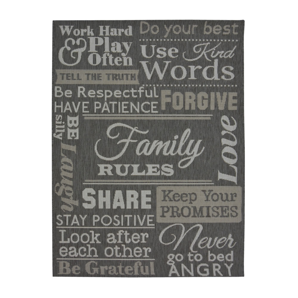 County Words Rug Grey 60 x 110cm Wilko