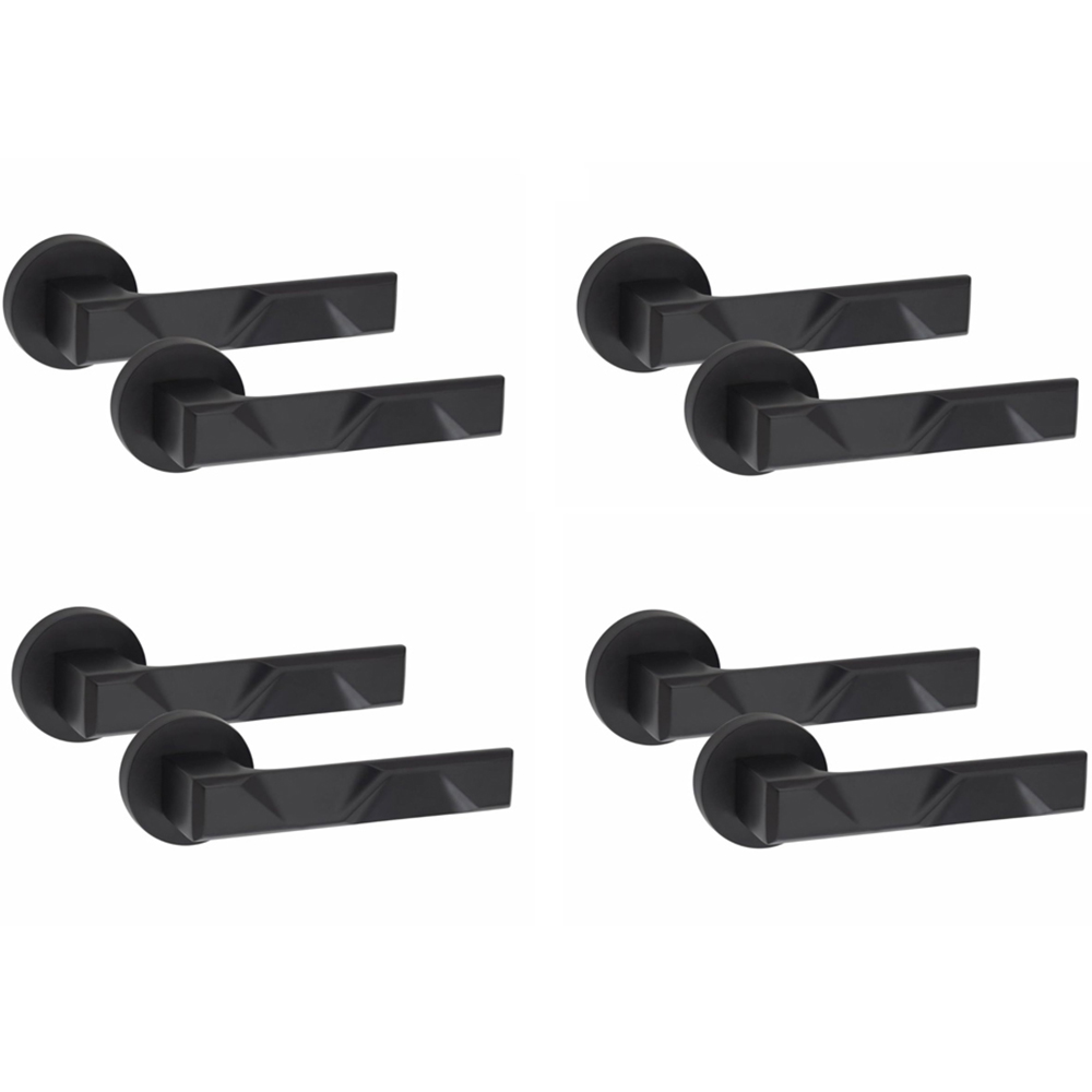 Golden Grace Matt Black Modern Nova Premium Door Handle Set 4 Pack Image 1