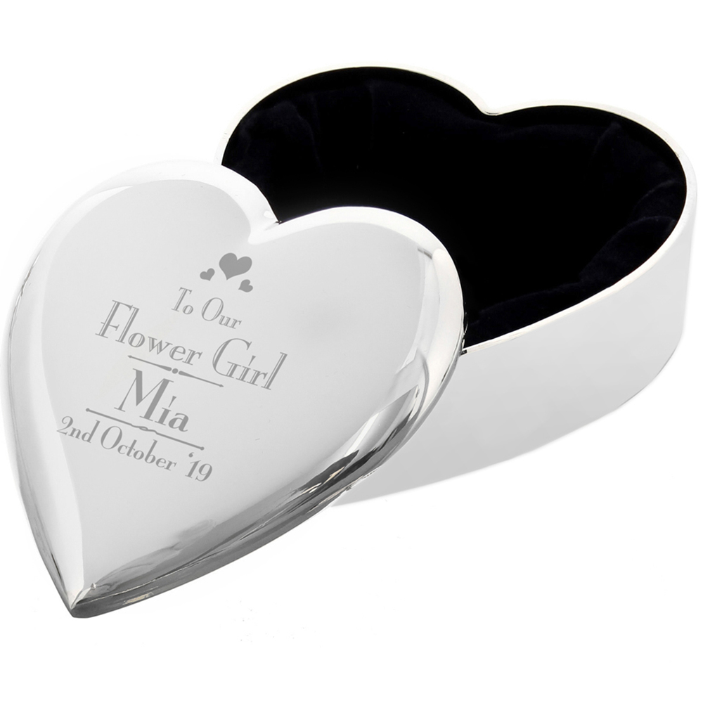 Personalised Memento Personalised Wedding Flower Girl Heart Trinket Box Image 1