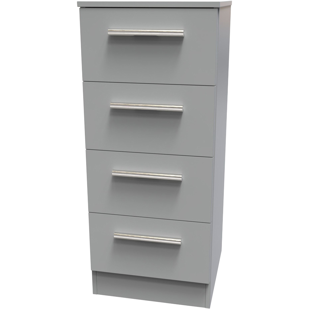 Crowndale Contrast 4 Drawer Dusk Grey Bedside Cabinet Ready Assembled Image 4
