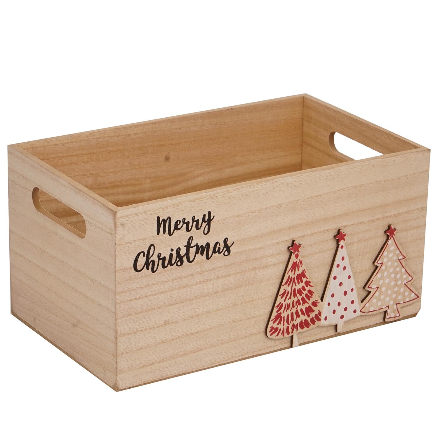 Merry Christmas Wooden Crate - Natural Image 2