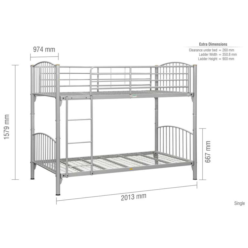 Corfu Silver Steel Bunk Bed Image 9