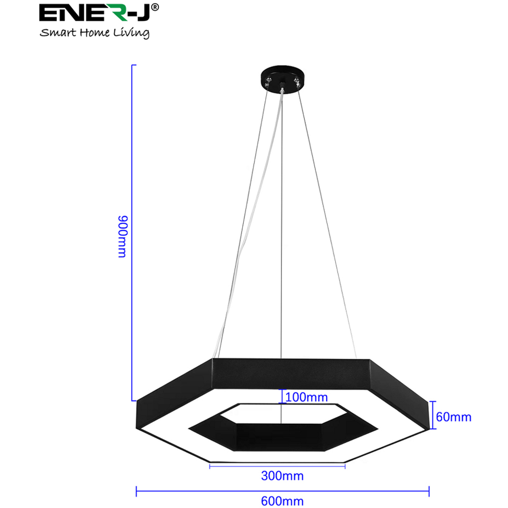 ENER-J HexaGlow 25–50W CCT Adjustable Black Hollow Hexagon LED Light Image 9