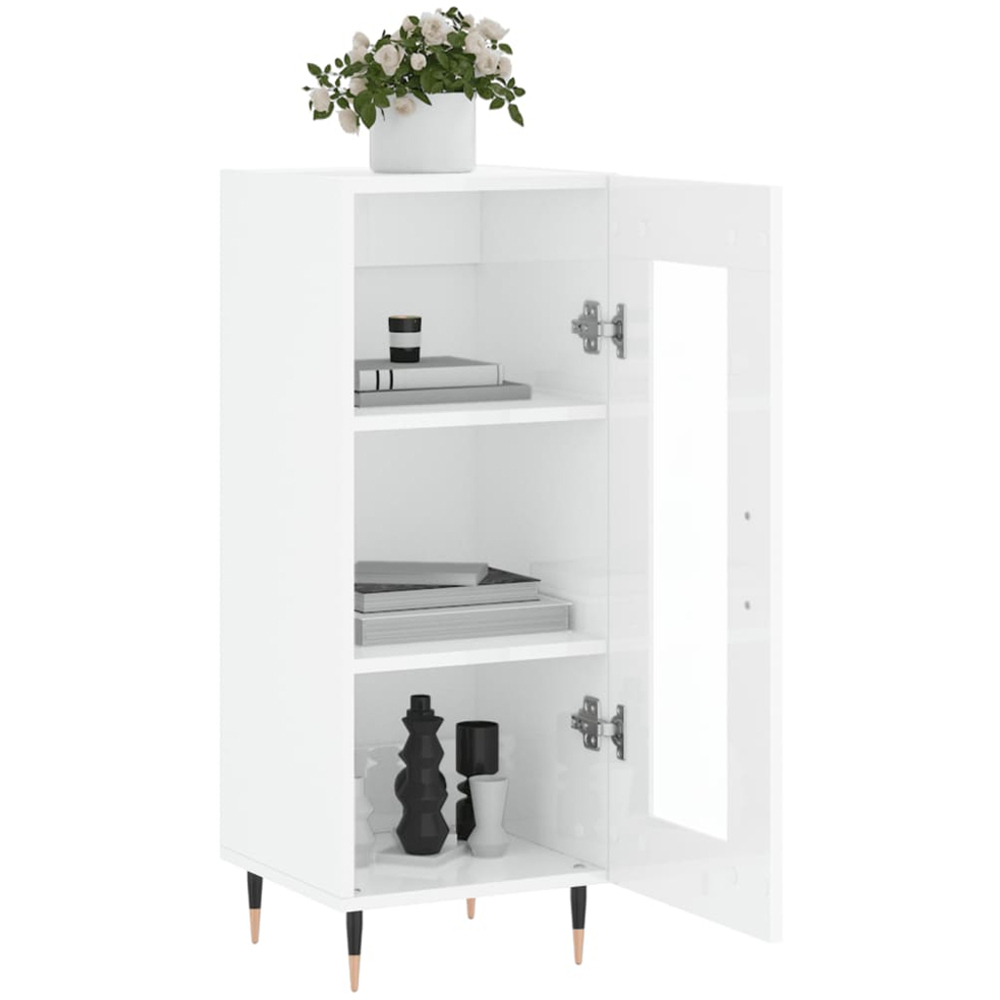 vidaXL Single Door High Gloss White Narrow Sideboard Image 4