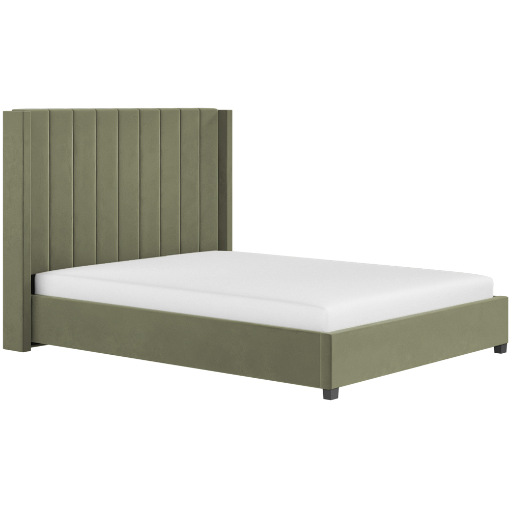 Flair Tiggy King Size Khaki Velvet Ottoman Bed with Winged Headboard Image 2