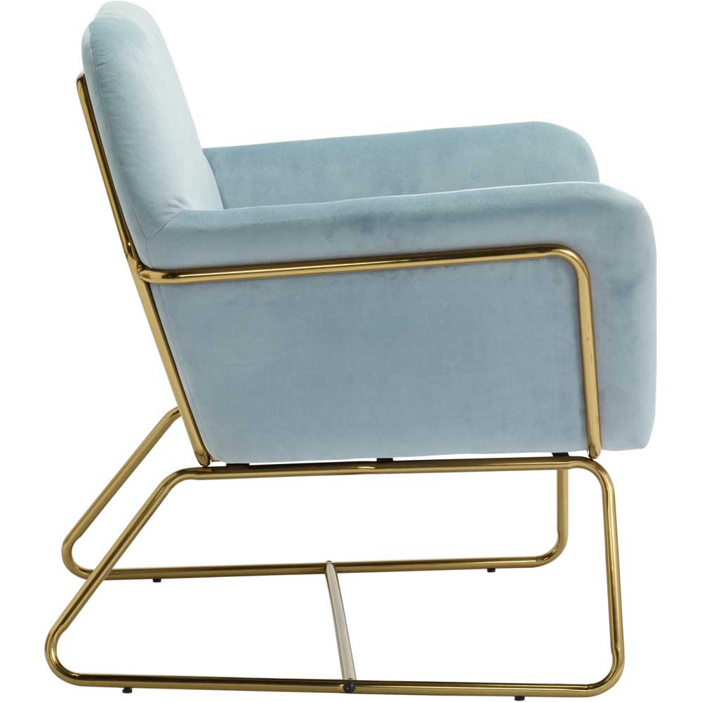 Charles Sky Blue and Gold Velvet Armchair Image 4