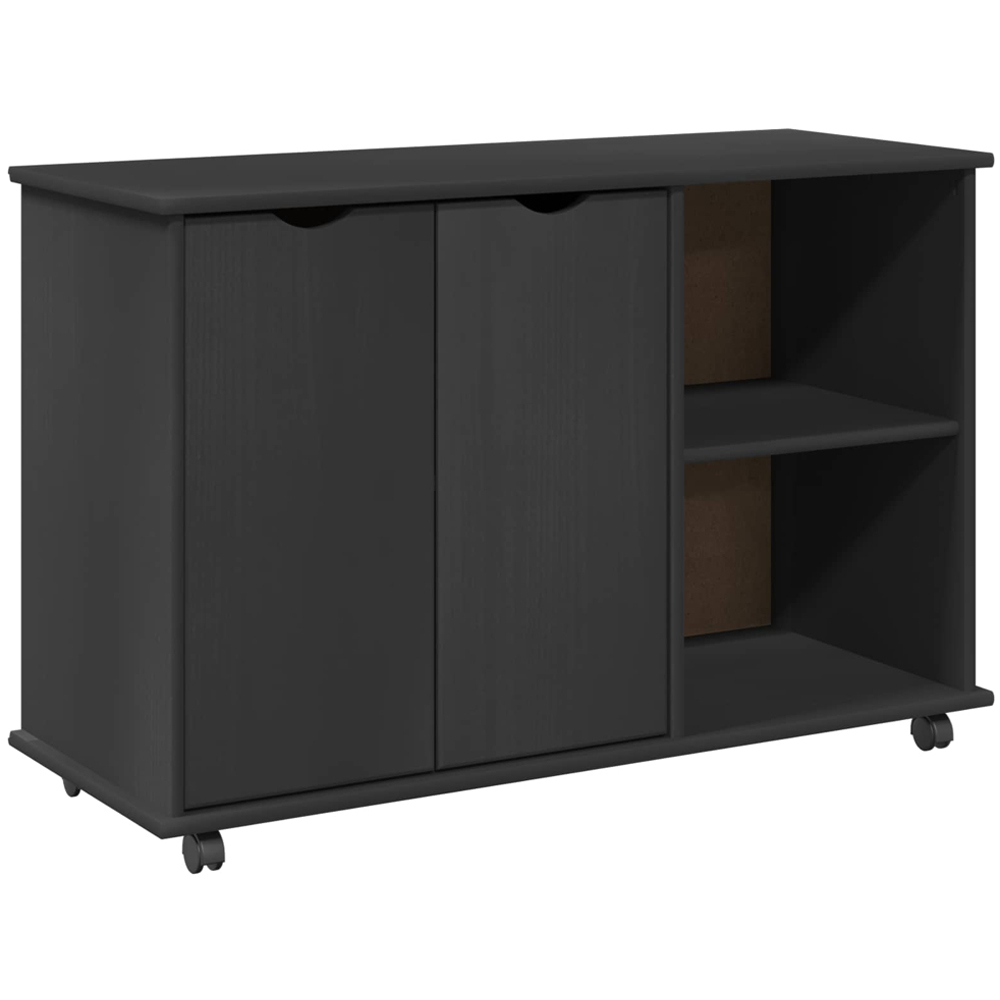 vidaXL 2 Door 2 Shelf Grey Minimalist Rolling Storage Cabinet Image 2
