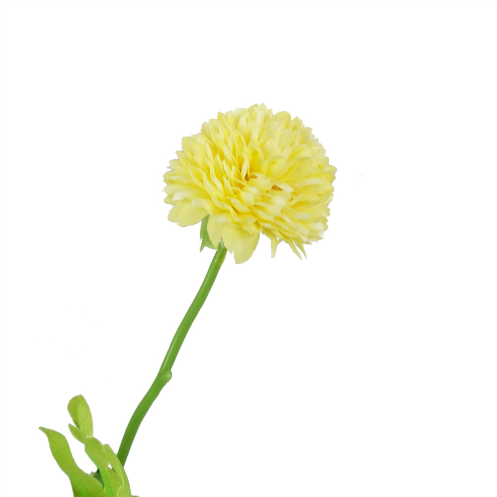 Leaf Yellow Dahlia Pompom Artificial Stem 50cm 6 Pack Image 4