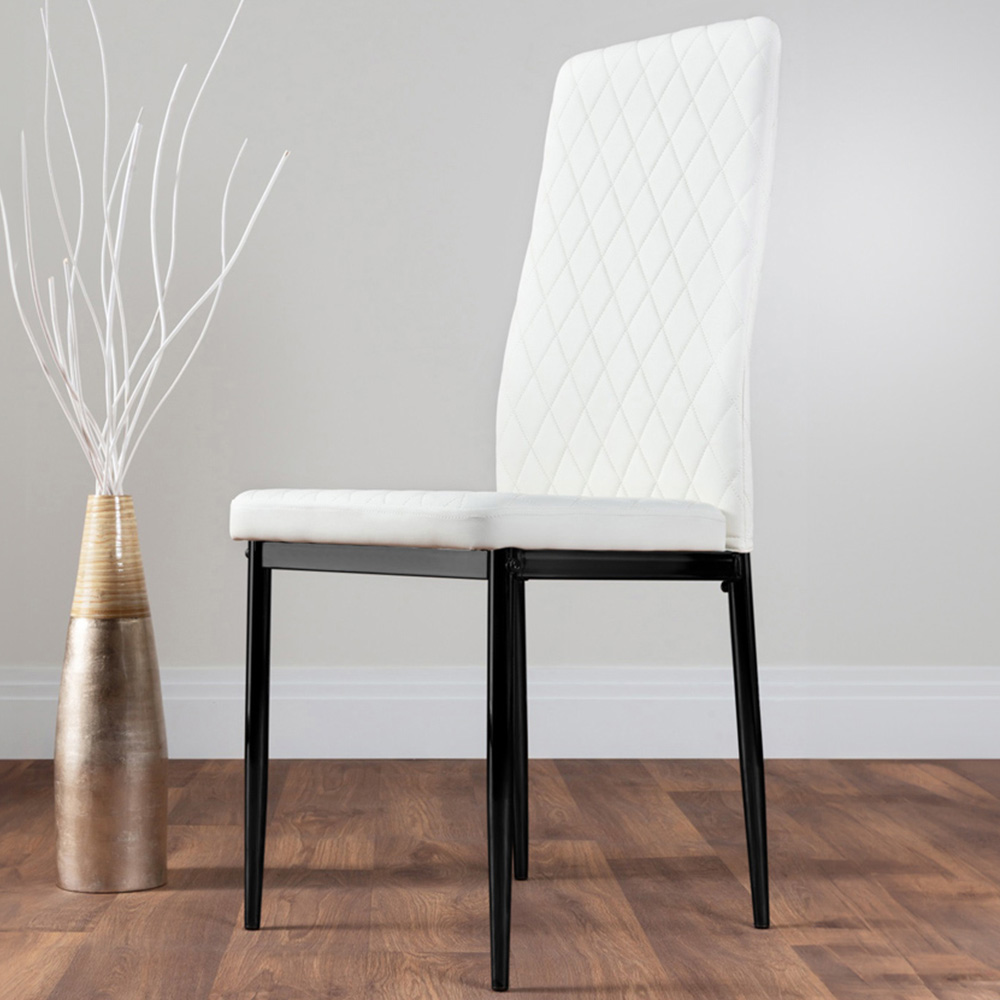 Furniturebox Valera Set of 6 White and Black Faux Leather Dining Chair Image 1