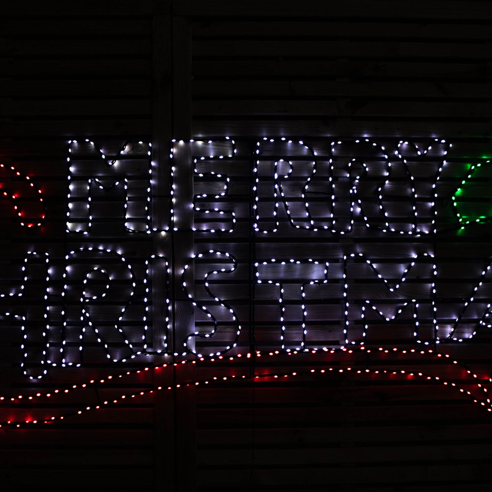 Samuel Alexander 938 Red White Green LED Light Up Hanging Merry Christmas Sign 200 x 78cm Image 3
