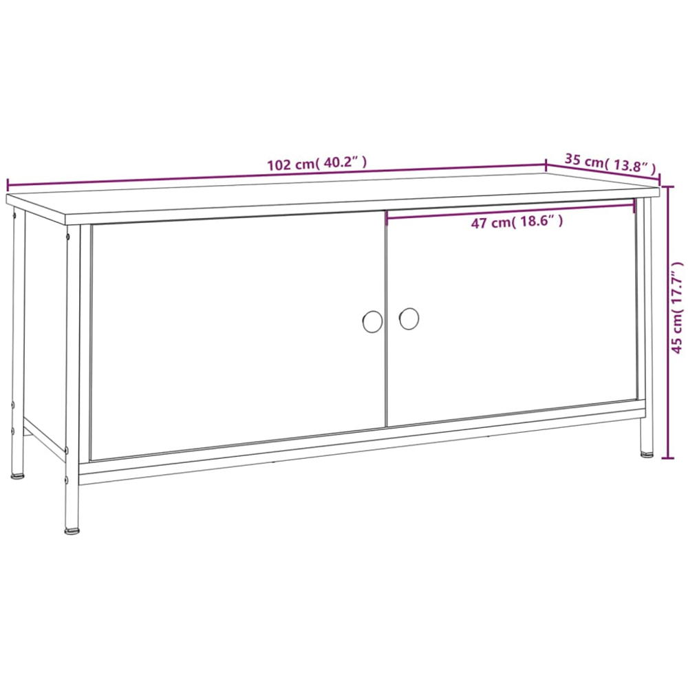 vidaXL 2 Door Grey Sonoma TV Cabinet Image 9