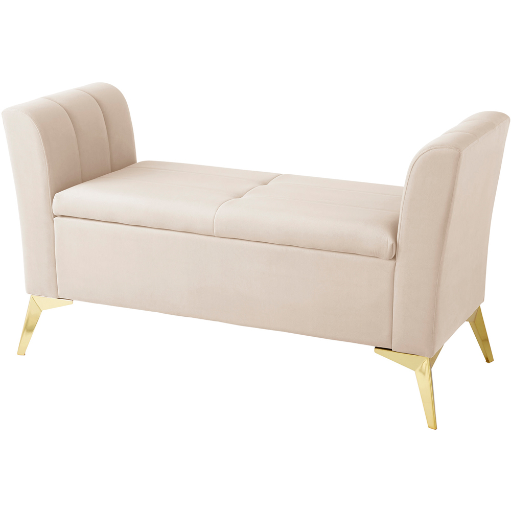 GFW Pettine Natural Plush Velvet Ottoman Storage Bench Image 2