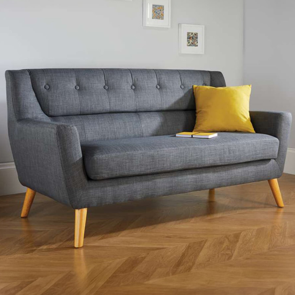 Lambeth 3 Seater Grey Fabric Sofa Image 1