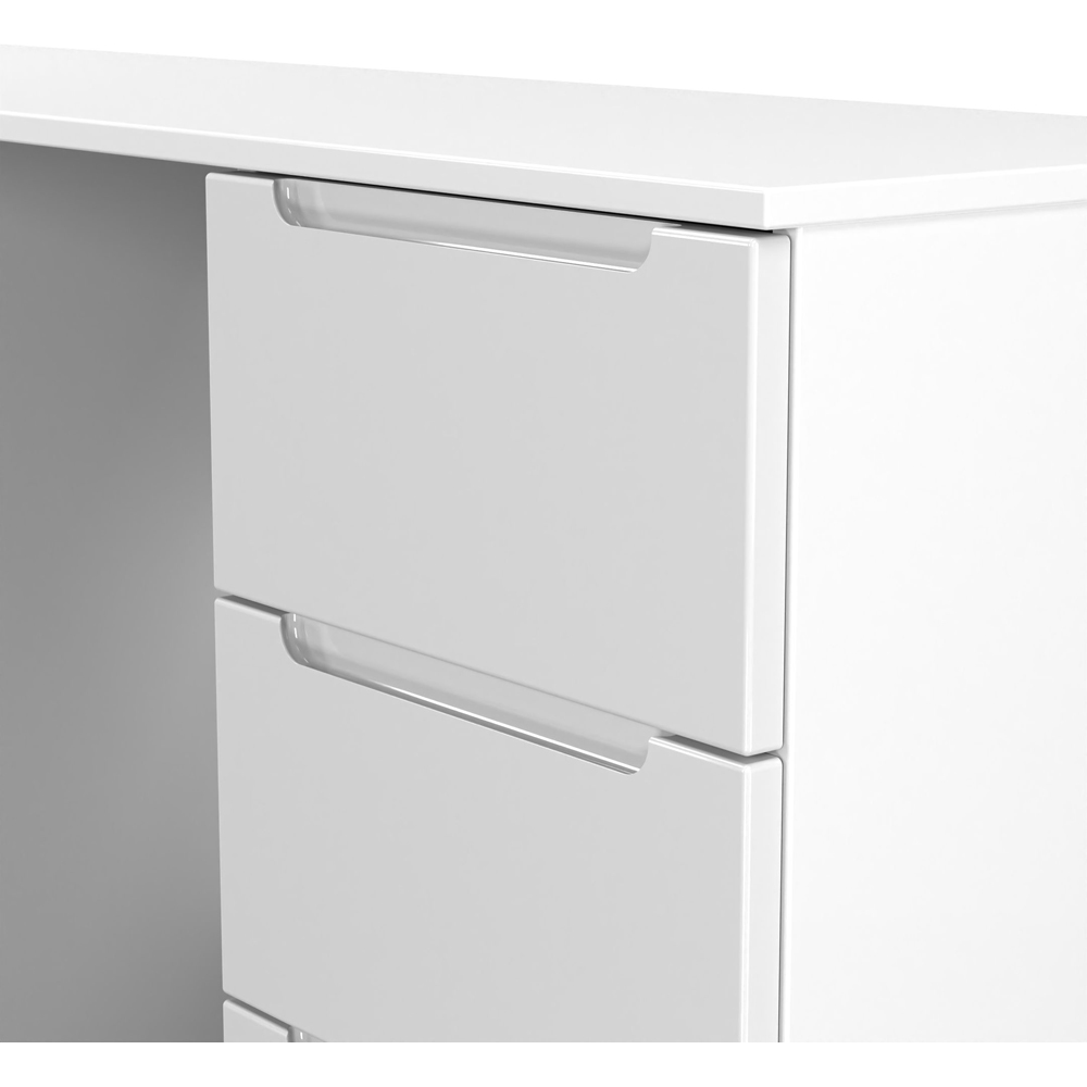 Crowndale Milan 6 Drawer White Gloss and White Kneehole Desk Ready Assembled Image 5