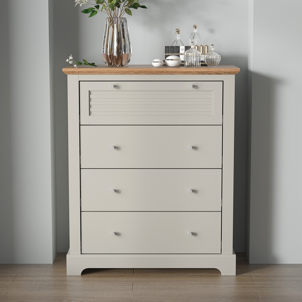 GFW Salcombe 4 Drawer Grey Chest of Drawers Image 1