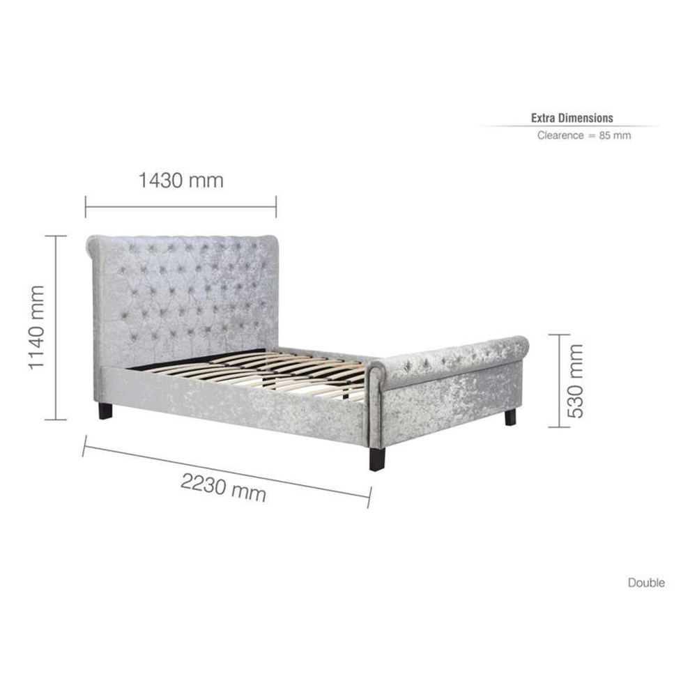 Sienna Double Grey Bed Frame Image 9