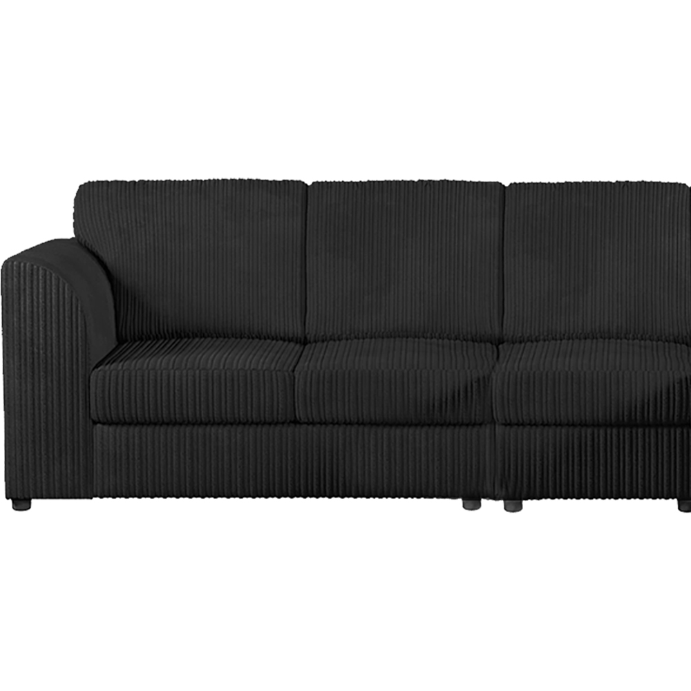 Luxor 5 Seater Black Jumbo Cord Full Back Right Hand L Shape Corner Sofa Image 3