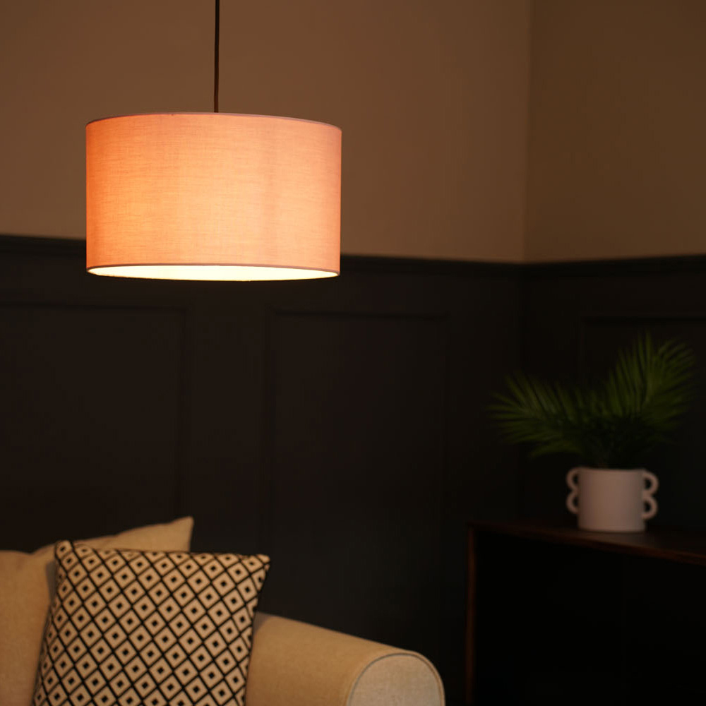ValueLights Reni Blush Pink Ceiling Drum Lamp Shade Medium Image 2