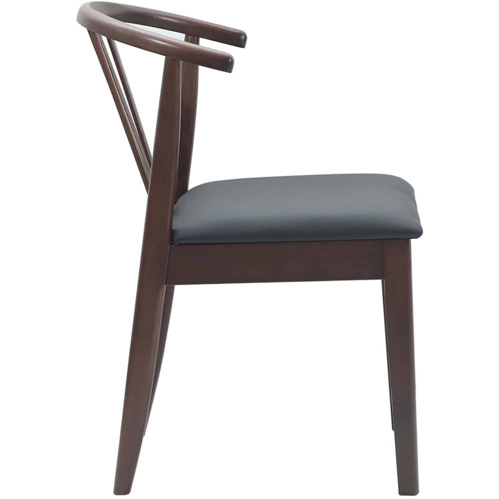 vidaXL Set of 2 Light Brown and Black Rubberwood Vintage Dining Chairs Image 6