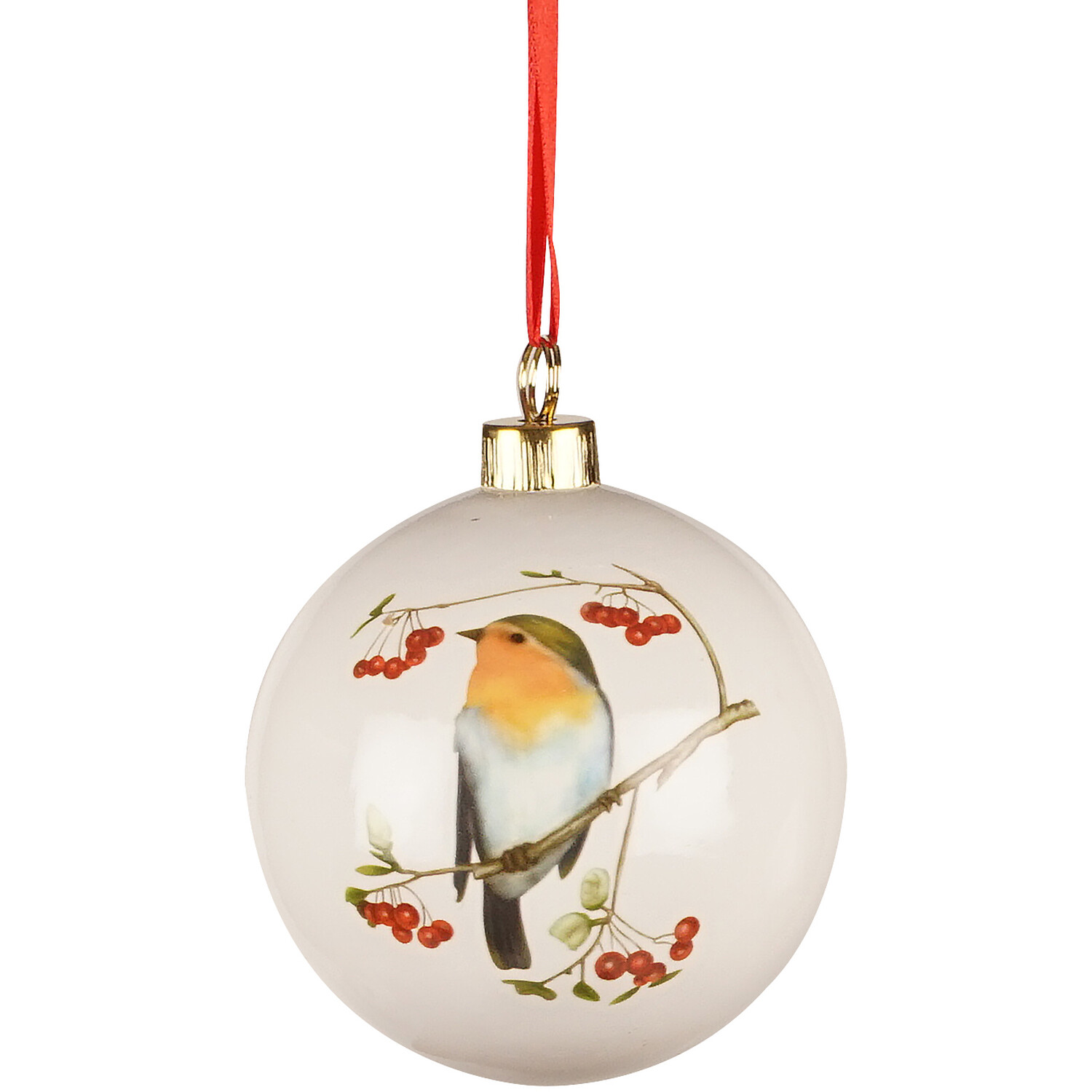 Ceramic Robin Bauble - White Image