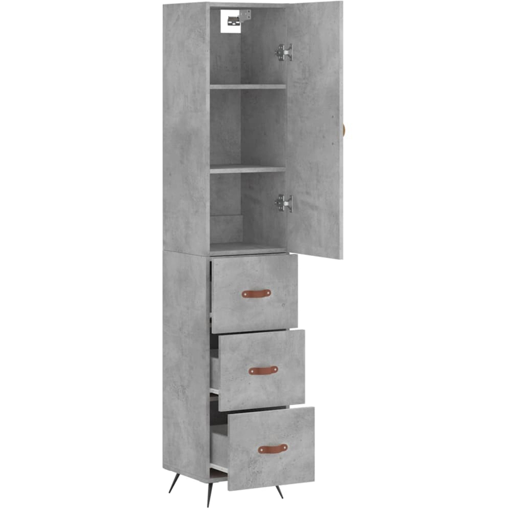 vidaXL Single Door 3 Drawer Concrete Grey Highboard Image 4