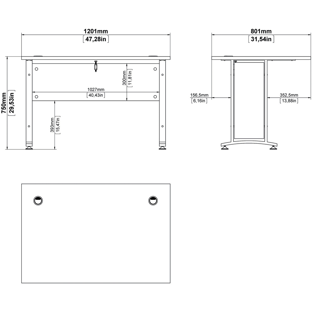 Florence Wooden and Steel 120cm Desk Oak and Silver Grey Image 8