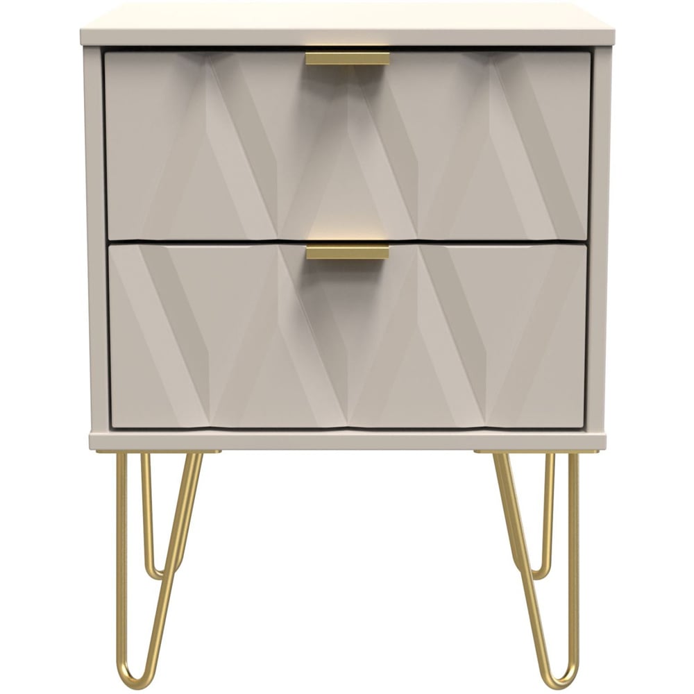 Crowndale Diamond 2 Drawer Matt Kashmir Bedside Table Image 3