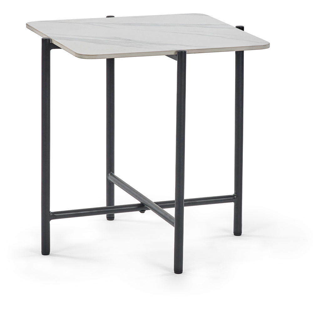 Julian Bowen Siena White Marbled Sintered Stone Square Lamp Table Image 2