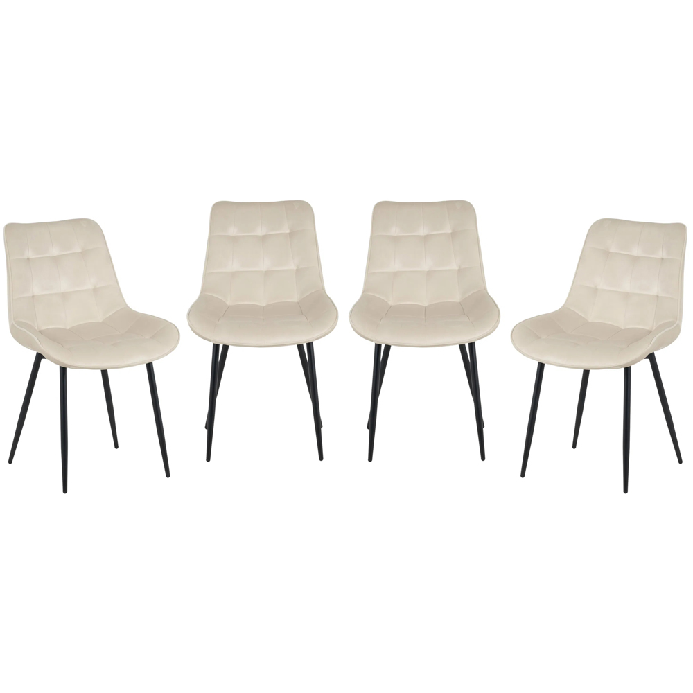Indoor Living Seattle 4 Seater Cream Erica Velvet Dining Table Set Image 3