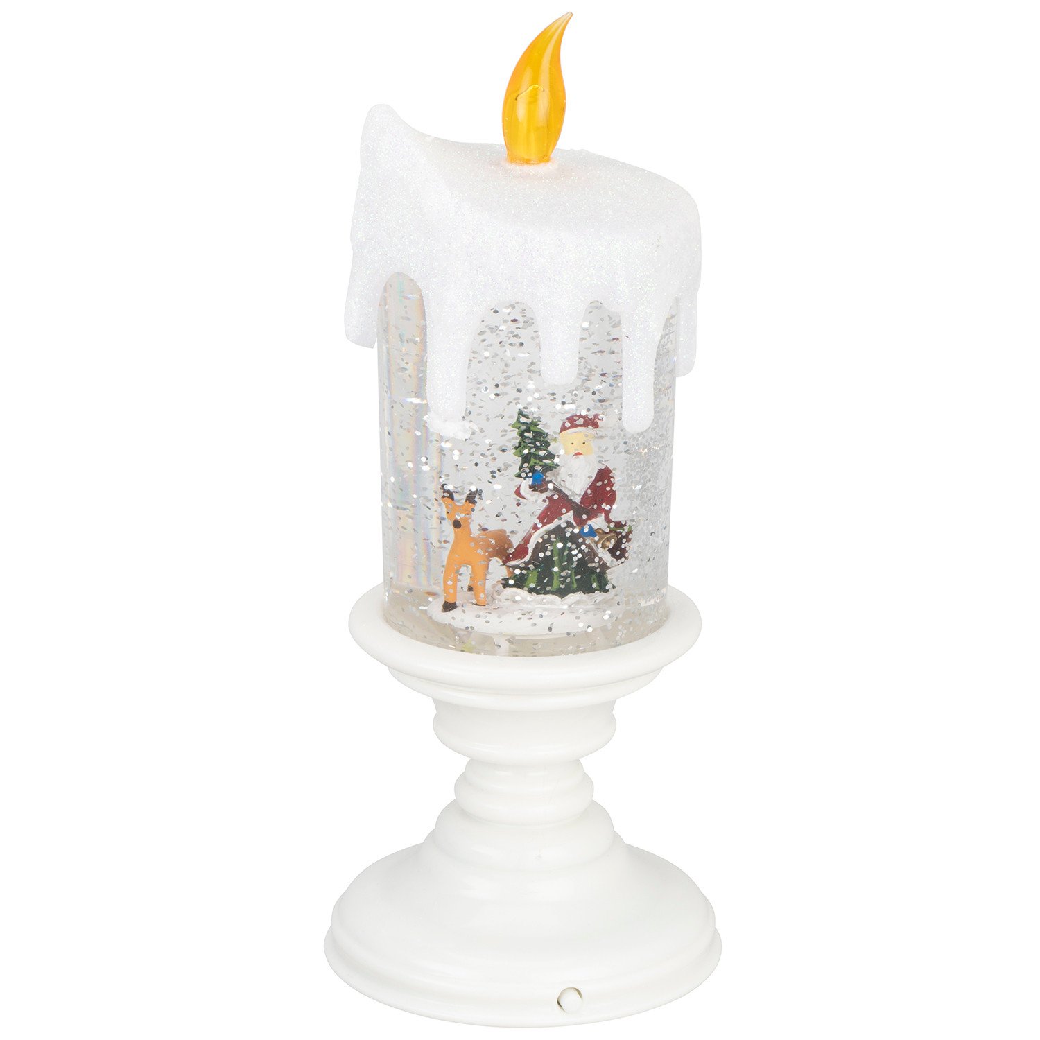 LED Glitter Candle with Sleigh Scene Image 1