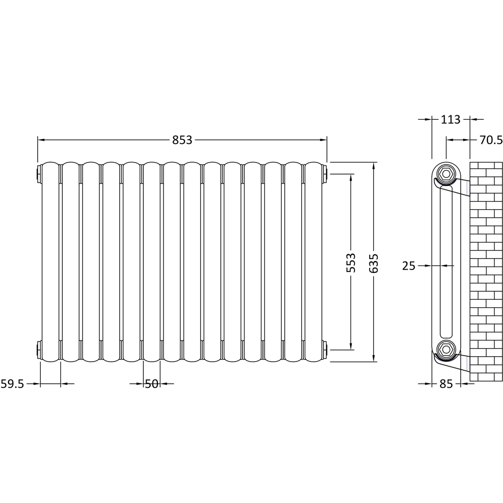 nuie Salvia High Gloss White Radiator 863 x 635mm Image 3