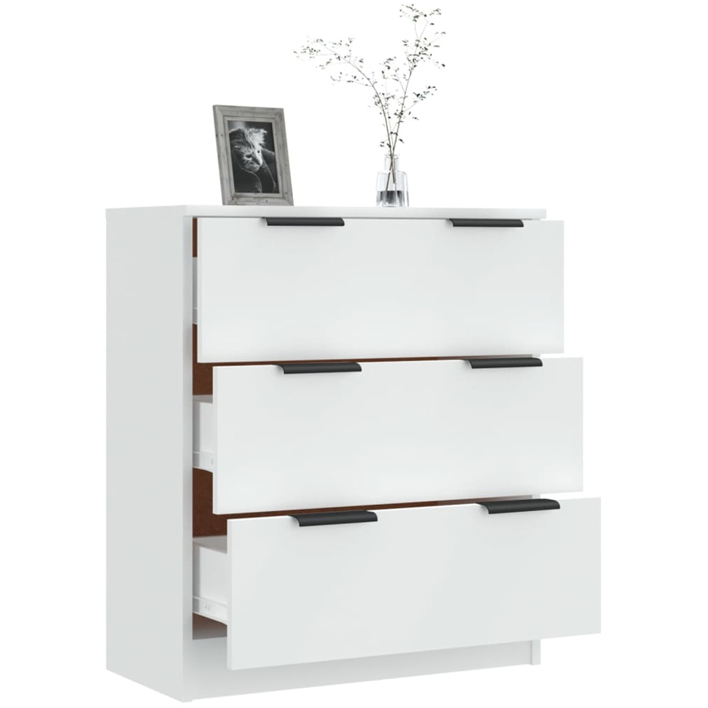 vidaXL 3 Drawer White Sideboard Image 3