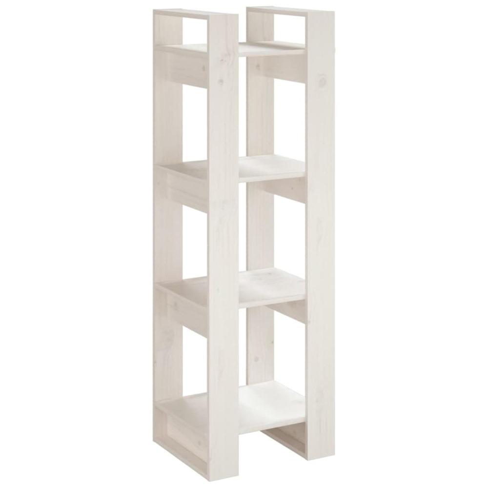 vidaXL 4 Shelf White Solid Pine Wood Bookcase Image 2