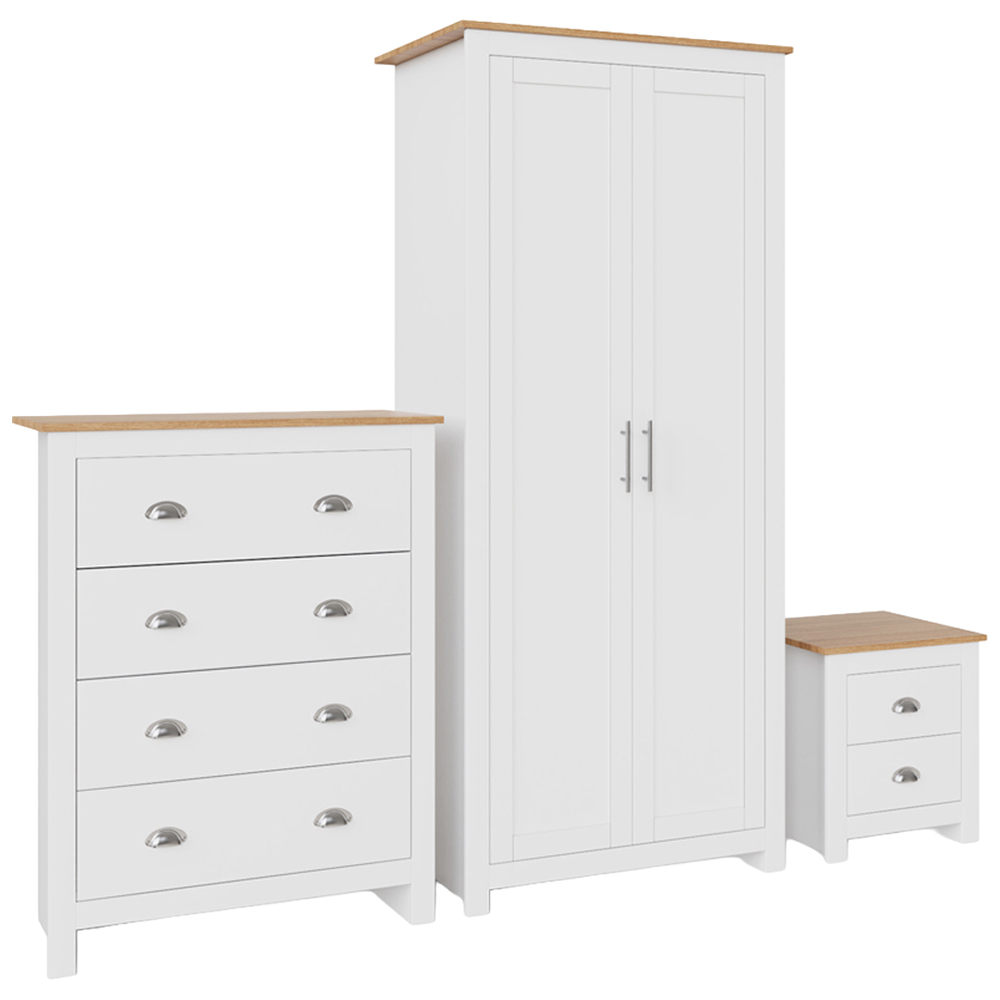 GFW Lancaster White 3 Piece Bedroom Furniture Set Image 3