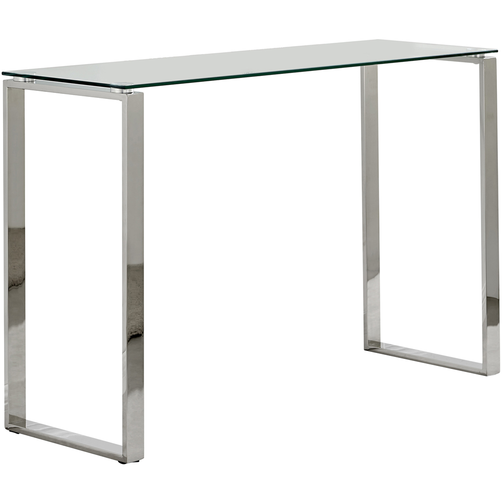 Furniturebox Havana Modern Clear Glass And Chrome Metal Console Table Image 2