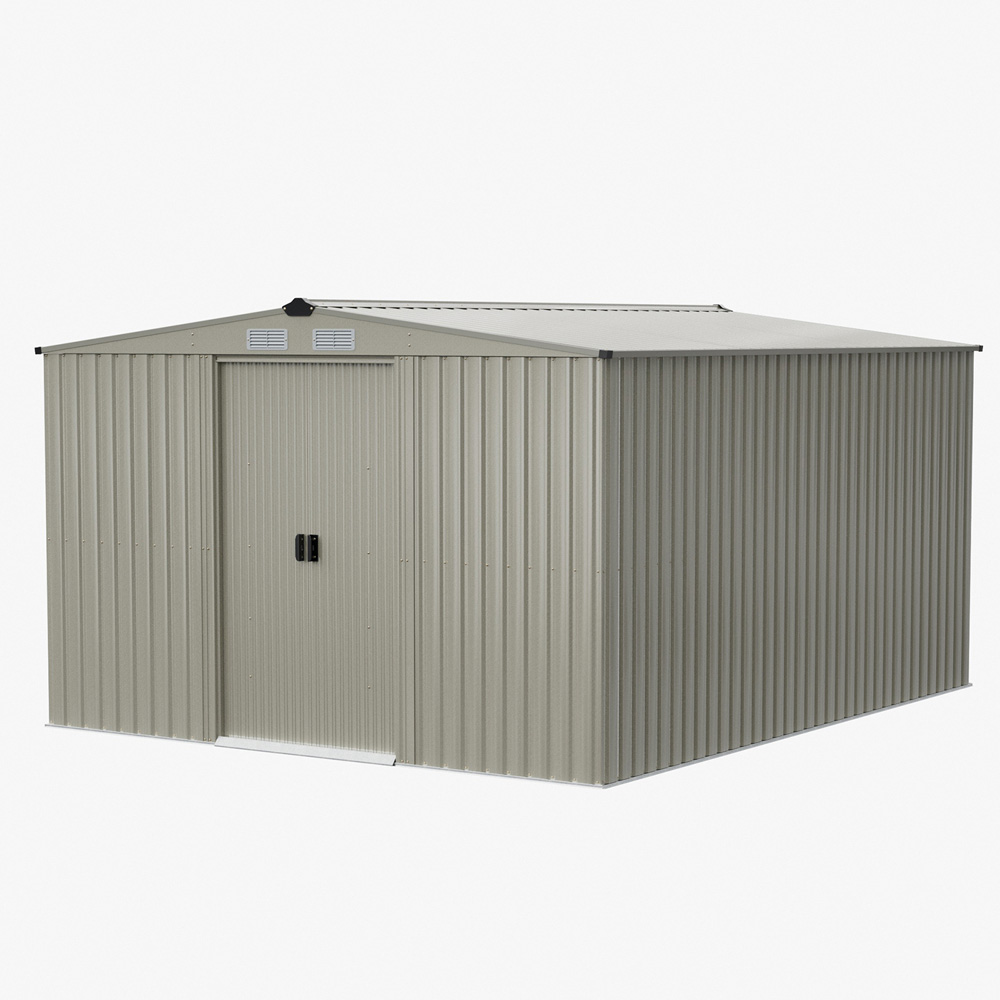 Living and Home 12 x 10ft Metal Apex Garden Shed Image 1
