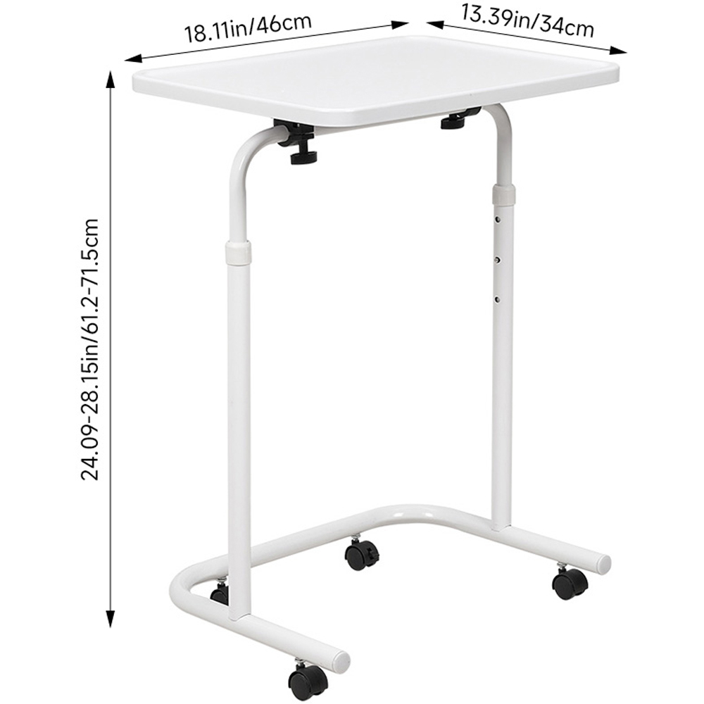Living and Home White Adjustable Mobile Side Table Image 8