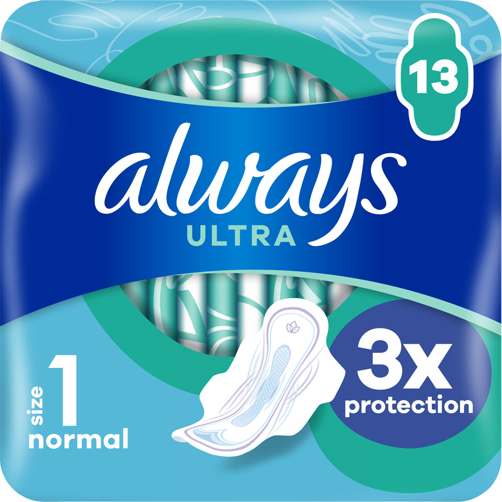 Always Ultra Day Sanitary Towels with Wings Size 1 Normal 13 Pack Image 2