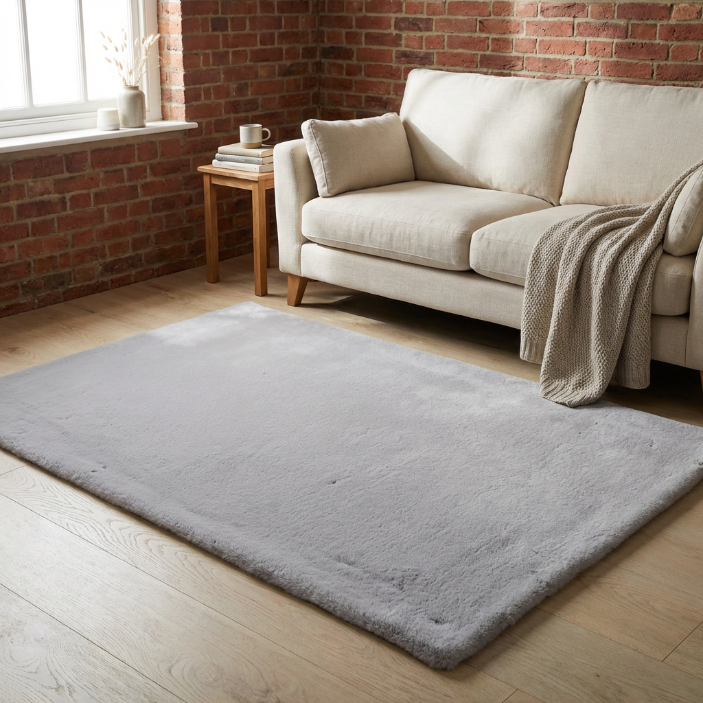 Lux Rabbit Faux Fur Rug - Glacier Image 8